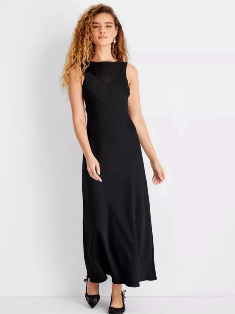 Future Collective Women's Sleeveless Mixed Media Ankle Slip Dress Size XL